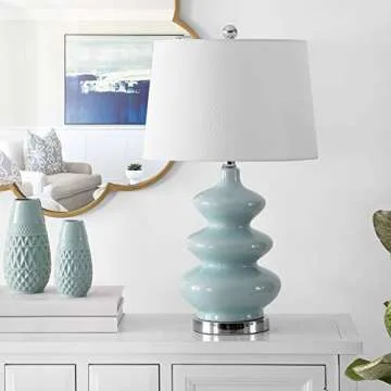 SAFAVIEH Lighting Collection Brielle Modern Contemporary Blue Mosaic 28-inch Bedroom Living Room Hom...