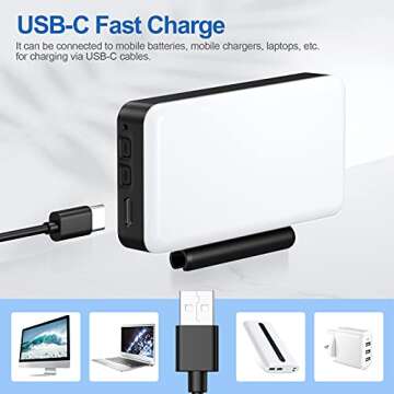 OMBAR Mini Camera Light,Bi-Color LED Video Light 3000mAh Rechargeable, CRI95+ 2600-6000K Dimmable LED Panel Light for Camera, Photo and Video Lighting, Portable Video Lighting for Video Conference