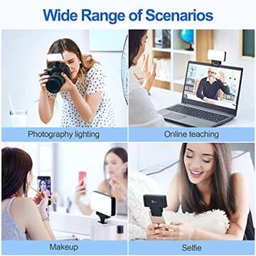 OMBAR Mini Camera Light,Bi-Color LED Video Light 3000mAh Rechargeable, CRI95+ 2600-6000K Dimmable LED Panel Light for Camera, Photo and Video Lighting, Portable Video Lighting for Video Conference