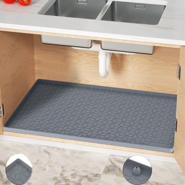 Under Sink Mat 34"x22" | Waterproof Kitchen and Bathroom Cabinet Protector with Drain Hole