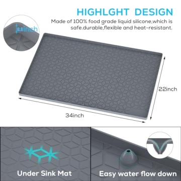 Under Sink Mat 34x22 Silicone Waterproof Organizer Tray