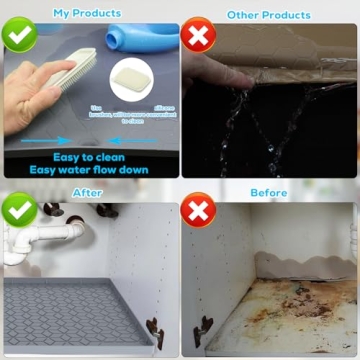 Under Sink Mat 34x22 Silicone Waterproof Organizer Tray