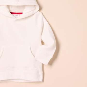 Amazon Essentials Boys' Fleece Pullover Hoodie Sweatshirts, White, Large