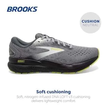 Brooks Men’s Ghost 16 Neutral Running Shoe - Primer/Grey/Lime - 10.5 Medium
