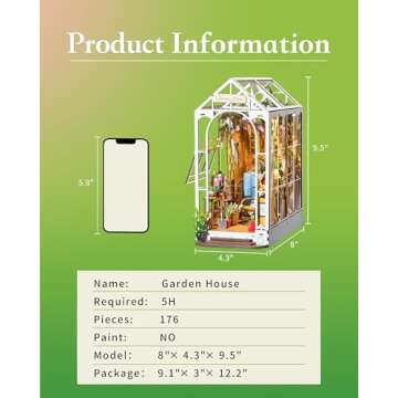 Rolife DIY Book Nook Kits for Adults-Garden House Bookshelf Insert Booknook-3d Puzzle Dollhouse Room Decor for Teen Girls Boys Women Men