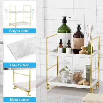 Elegant FSyueyun 2-Tier Bathroom Organizer in Gold