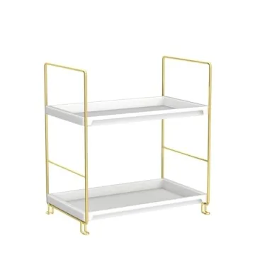 Elegant FSyueyun 2-Tier Bathroom Organizer in Gold
