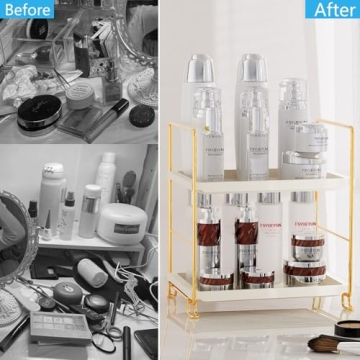 Elegant FSyueyun 2-Tier Bathroom Organizer in Gold