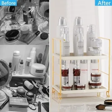 Elegant FSyueyun 2-Tier Bathroom Organizer in Gold