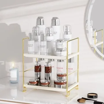 Elegant FSyueyun 2-Tier Bathroom Organizer in Gold