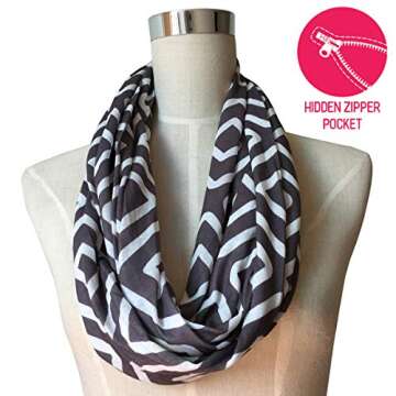 Versatile Women's Infinity Scarf with Zipper Pocket