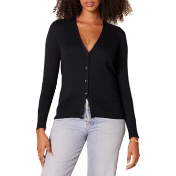 Amazon Essentials Women's Lightweight V-Neck Cardigan Sweater - Comfortable Year-Round Essential