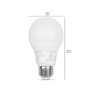 Amazon Basics Smart A19 LED Light Bulb, Color Changing, 60W Equivalent, 800LM, Works with Alexa Only, 2.4 GHz Wi-Fi, No Hub Required, 1-Pack