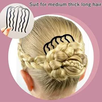 7 Pcs Metal Hair Side Combs Hair Fork Clip Teeth Hair Pin Stick for Updo Bun, U Shape Hair Combs for Vintage Hairstyle Hair Accessories, Thick&Fine Hair Combination