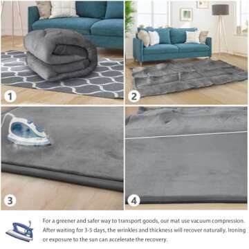 ILPEOD Baby Play Mat for Floor Tummy Time Mat Nursery Rug Muscle Mat Area Rug Playroom Rug Tatami Mat 6'7"x4'11" Memory Foam 1.3" Thick Crawling Mat for Babies,Toddlers, Infants, Kids,Floor Mat(Grey)