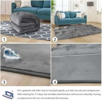 ILPEOD Baby Play Mat for Floor Tummy Time Mat Nursery Rug Muscle Mat Area Rug Playroom Rug Tatami Mat 6'7"x4'11" Memory Foam 1.3" Thick Crawling Mat for Babies,Toddlers, Infants, Kids,Floor Mat(Grey)