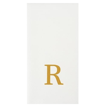 Luxenap Linen-Feel Guest Towels – Elegant Gold Letter Napkins