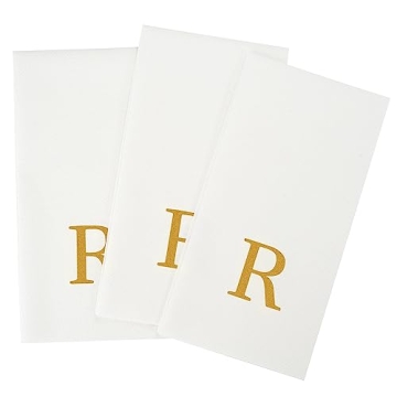 Luxenap Linen-Feel Guest Towels – Elegant Gold Letter Napkins