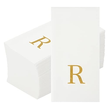 Luxenap Linen-Feel Guest Towels – Elegant Gold Letter Napkins