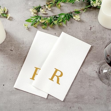 Luxenap Linen-Feel Guest Towels – Elegant Gold Letter Napkins