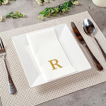 Luxenap Linen-Feel Guest Towels – Elegant Gold Letter Napkins