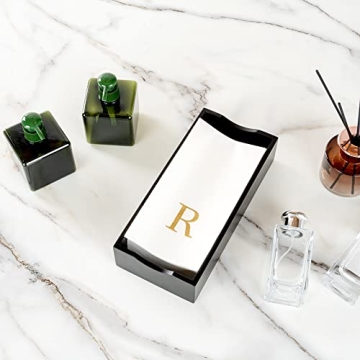 Luxenap Linen-Feel Guest Towels – Elegant Gold Letter Napkins