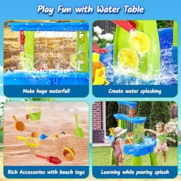 2024 Upgraded Sand Water Table Toys for Kids, 3-Tier & Electric Water Pump Rain Showers Splash Pond Toddler Sand Table, Sensory Play Table for Boy Girl 3+ Beach Summer Outside, Blue&Green