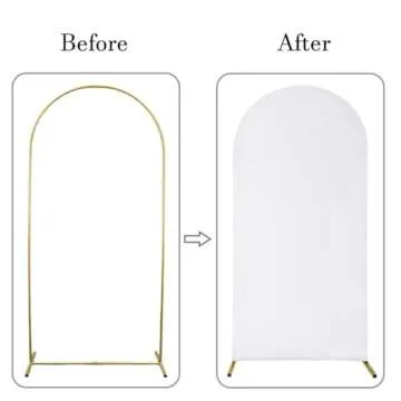 JKDMJF White 6FT Wedding Arch Covers Spandex Fitted Arch Cover Backdrop Fabric for Birthday Party Engagement Photo Autograph Wall Banquet Baby Shower Arch Stand Backdrop Decorations