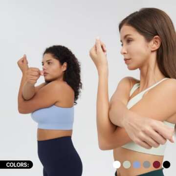 AMRIY Racerback Sports Bras for Women Medium Support Padded Bra Supportive Compression Seamless Wome...