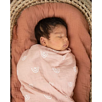 Soft Muslin Swaddle Baby Blanket for Newborns - Blush Pink