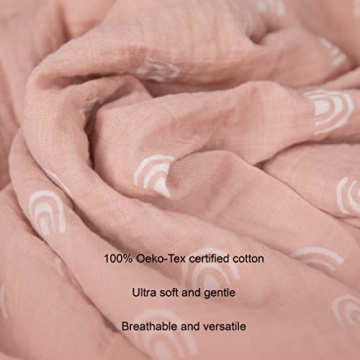 Soft Muslin Swaddle Baby Blanket for Newborns - Blush Pink