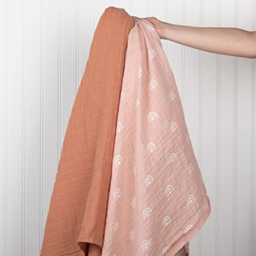 Soft Muslin Swaddle Baby Blanket for Newborns - Blush Pink