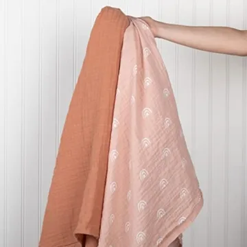 Soft Muslin Swaddle Baby Blanket for Newborns - Blush Pink