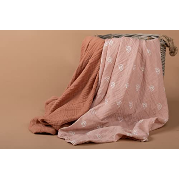 Soft Muslin Swaddle Baby Blanket for Newborns - Blush Pink