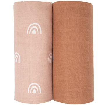 Soft Muslin Swaddle Baby Blanket for Newborns - Blush Pink