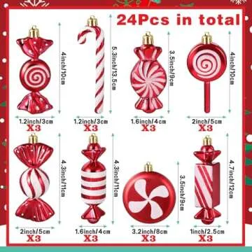 Leyndo 24 Pcs Candy Hanging Ornaments for Christmas