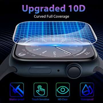 EWUONU[2 Pack Tempered Glass Screen Protector for Apple Watch Series 9/ Series 8/7 41mm, [Auto-Dispe...