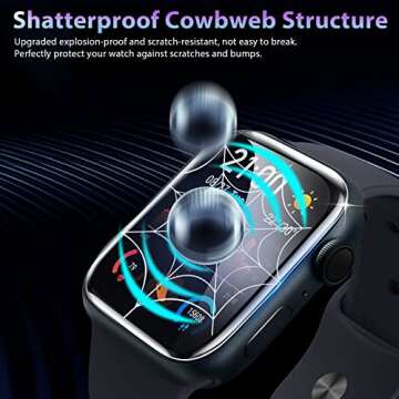 EWUONU[2 Pack Tempered Glass Screen Protector for Apple Watch Series 9/ Series 8/7 41mm, [Auto-Dispersion Tech] Full Coverage Waterproof Bubble Free HD Clear Film for iWatch Series 9 Series 8/7 41mm