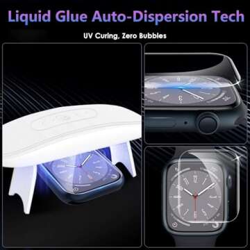 EWUONU[2 Pack Tempered Glass Screen Protector for Apple Watch Series 9/ Series 8/7 41mm, [Auto-Dispersion Tech] Full Coverage Waterproof Bubble Free HD Clear Film for iWatch Series 9 Series 8/7 41mm