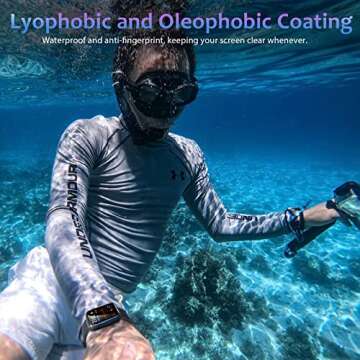 EWUONU[2 Pack Tempered Glass Screen Protector for Apple Watch Series 9/ Series 8/7 41mm, [Auto-Dispersion Tech] Full Coverage Waterproof Bubble Free HD Clear Film for iWatch Series 9 Series 8/7 41mm