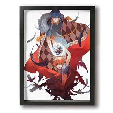 Warm-Tone Art 12"X16" Haikyuu Poster Canvas Prints Black Frame Wall Art for Living Room Dinning Room...