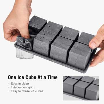 Samuelworld Large Silicone Ice Cube Tray Molds, 2-Pack, Big 2 Inch Cubes - BPA Free, Flexible, 8 Cav...