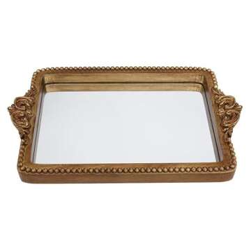Hanna Roberts Vintage Gold Tray with Mirror Glass Base | Card Holder for Guests During Occasions and...