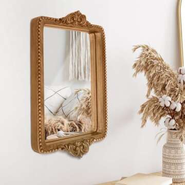 Hanna Roberts Vintage Gold Tray with Mirror Glass Base | Card Holder for Guests During Occasions and Events or Decorative Home and Vanity Organizer (Gold)