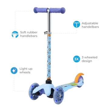 Bluey Self Balancing Kick Scooter with Light Up Wheels, Extra Wide Deck, 3 Wheel Platform, Foot Acti...