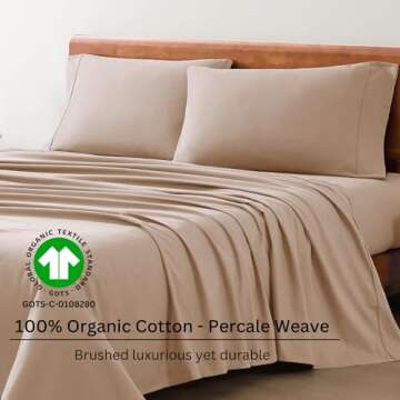 LANE LINEN Organic Cotton Sheets Set for Ultimate Comfort