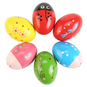 Engaging 6 pcs Wooden Egg Shakers for Kids Music Learning and Fun