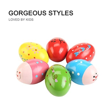 Colorful 6Pcs Wooden Egg Shakers for Kids' Music Fun