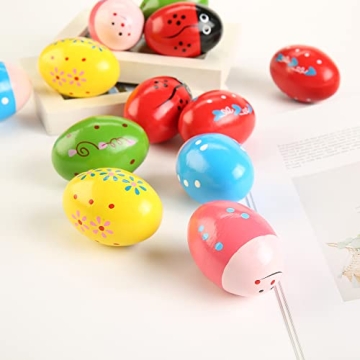 Colorful 6Pcs Wooden Egg Shakers for Kids' Music Fun