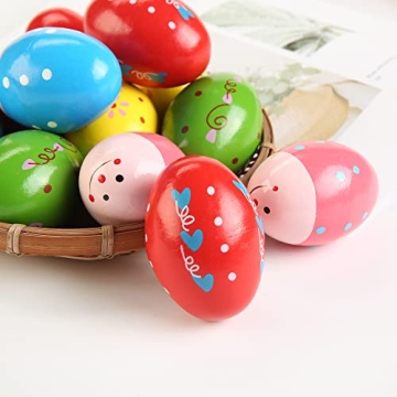 Colorful 6Pcs Wooden Egg Shakers for Kids' Music Fun
